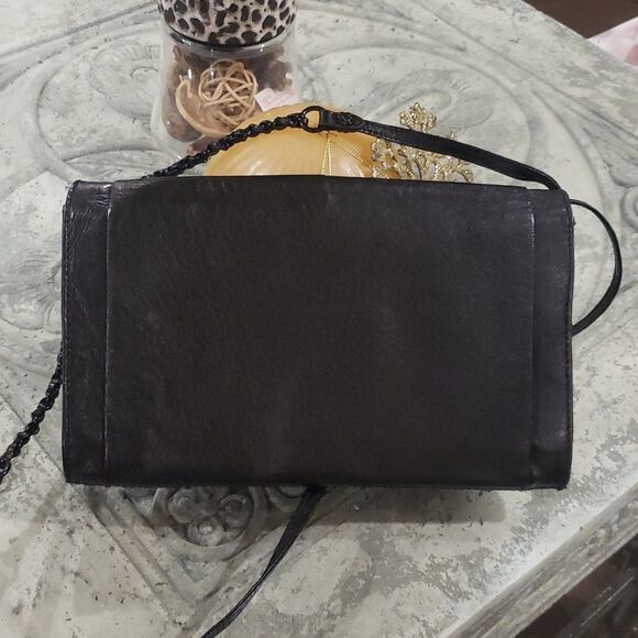 ELLIOTT LUCCA CROSSBODY BLACK LEATHER SHOILDER PURSE - Picture 2 of 5